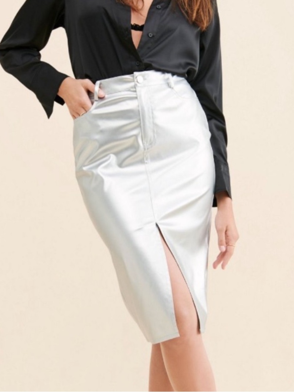Anthropologie Metallic Midi Skirt, NEW